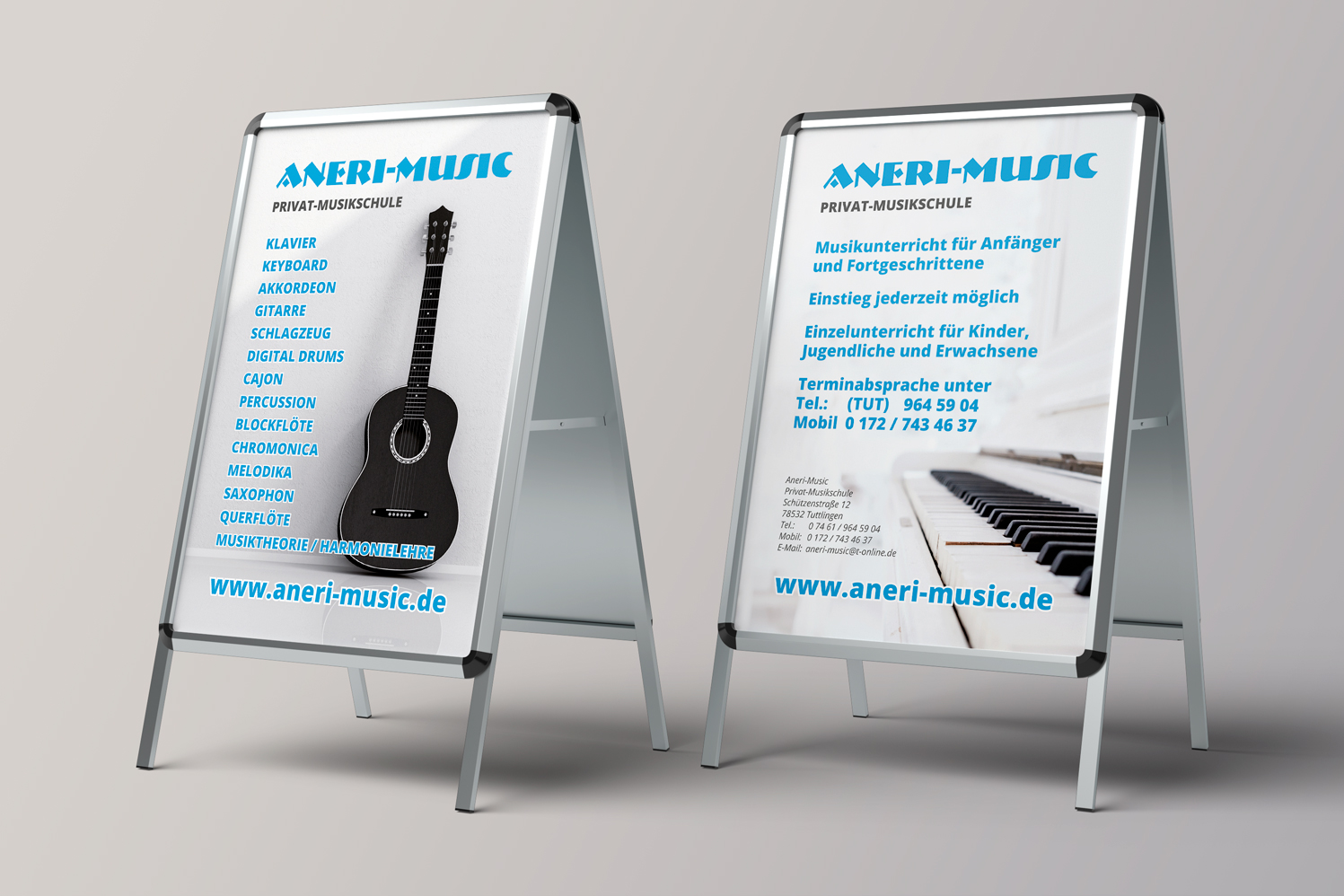 Plakataufsteller mit Beispielwerbung